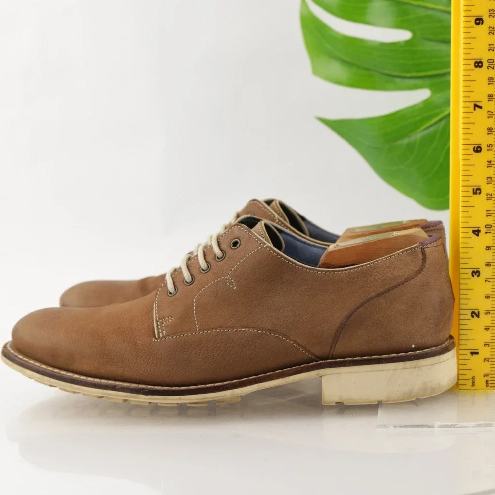 Ted Baker Mens Tich Oxford Size 8 Brown Leather Plain Toe Lug Sole Casual Shoes